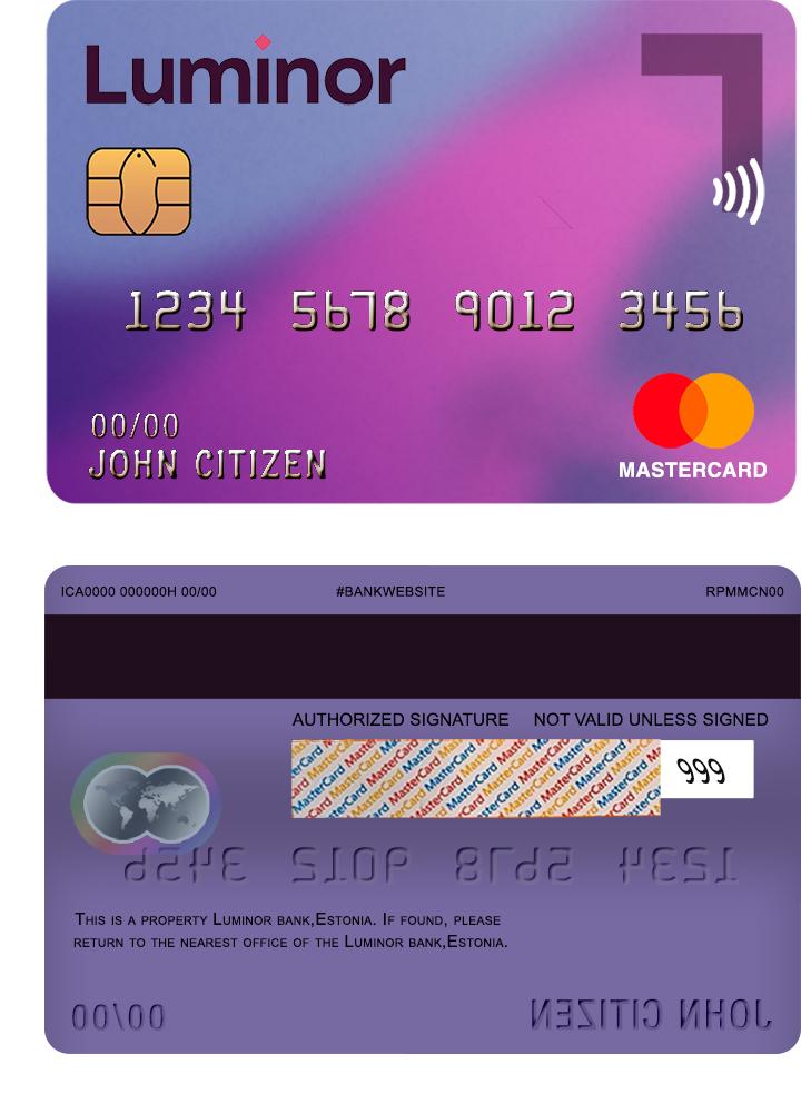 Estonia Luminor Bank visa electron card  master card